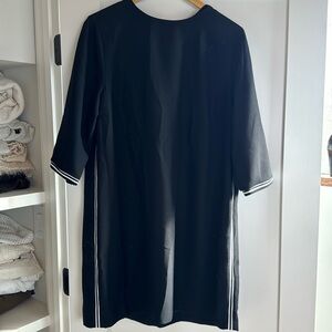 BR classic LBD w a twist:  3/4 sleeves white striped